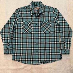 Dixxon Flannel CANCUN Men's 2XL Blue Plaid Long Sleeve Button Down Shirt